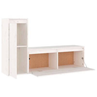 vidaXL TV Cabinets 2 pcs White Solid Wood Pine