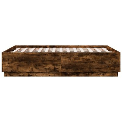 vidaXL Bed Frame with LED without Mattress Smoked Oak 135x190 cm Double