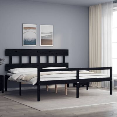 vidaXL Senior Bed without Mattress Black 200x200 cm Solid Wood