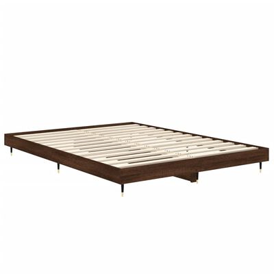 vidaXL Bed Frame without Mattress Brown Oak 135x190 cm Double Engineered Wood