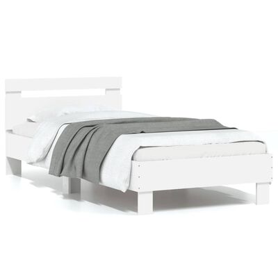 vidaXL Bed Frame without Mattress with Headboard White 90x200 cm