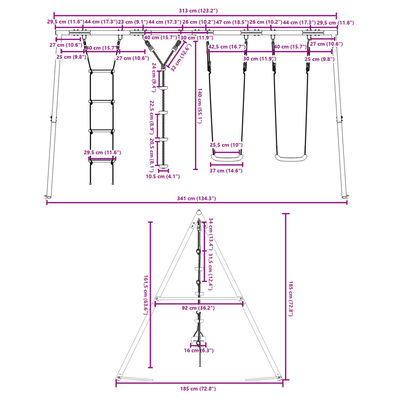 vidaXL Outdoor Swing Set with Swings. Ladder. Disc Swing