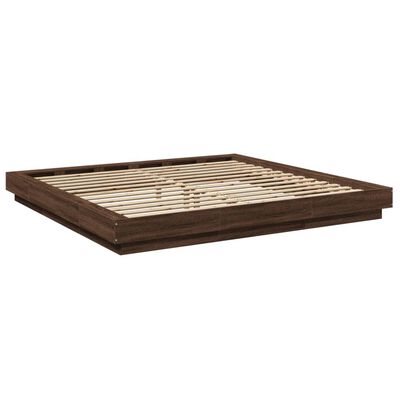 vidaXL Bed Frame with LED Lights without Mattress Brown Oak 180x200 cm Super King