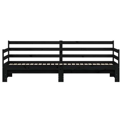 vidaXL Daybed with Trundle without Mattress Black 90x200 cm Solid Wood