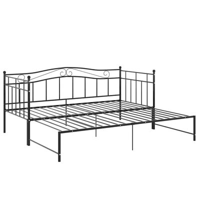 vidaXL Pull-out Sofa Bed Frame without Mattress Black Metal 90x200 cm