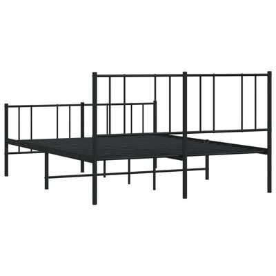 vidaXL Metal Bed Frame without Mattress with Footboard Black 120x200 cm