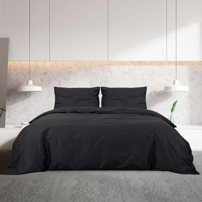 vidaXL Duvet Cover Set Black 140x200 cm Light-weight Microfiber