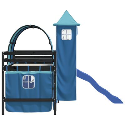 vidaXL Kids' Loft Bed with Tower without Mattress Blue 90x190 cm Single