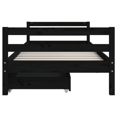 vidaXL Kids Bed Frame with Drawers Black 80x200 cm Solid Wood Pine