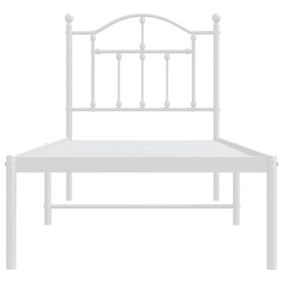 vidaXL Metal Bed Frame without Mattress with Headboard White 75x190 cm Small Single