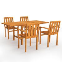 vidaXL 5 Piece Garden Dining Set Solid Teak Wood