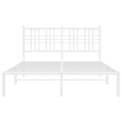 vidaXL Metal Bed Frame without Mattress with Headboard White 120x190 cm Small Double