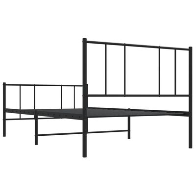 vidaXL Metal Bed Frame without Mattress with Footboard Black 100x200 cm