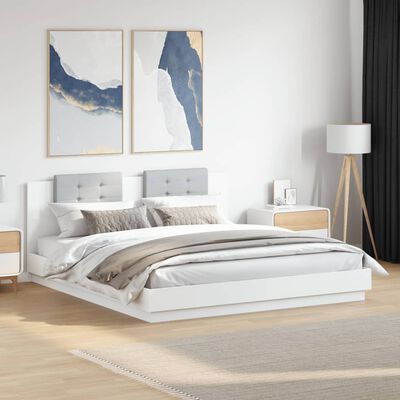 vidaXL Bed Frame with LED without Mattress White 200x200 cm