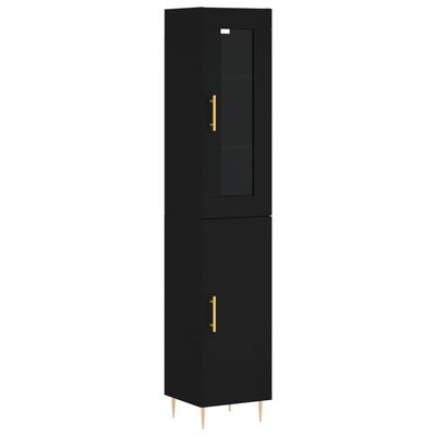 vidaXL Highboard Black 34.5x34x180 cm Engineered Wood