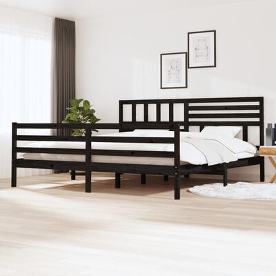 vidaXL Bed Frame without Mattress Black Solid Wood 200x200 cm