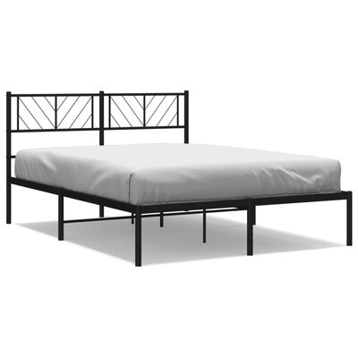 vidaXL Metal Bed Frame without Mattress with Headboard Black 120x190 cm Small Double