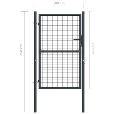 vidaXL Mesh Garden Gate Galvanised Steel 100x250 cm Grey