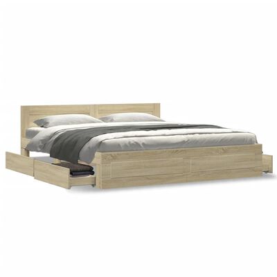 vidaXL Bed Frame with Headboard without Mattress Sonoma Oak 200x200 cm