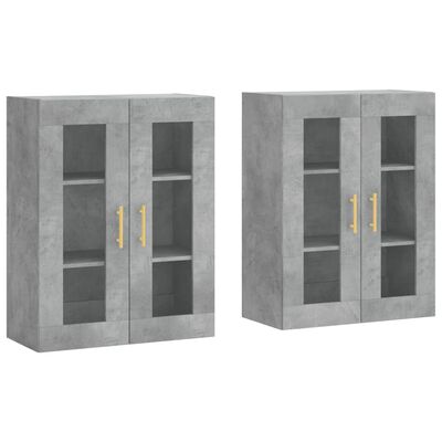 vidaXL Wall Mounted Cabinets 2 pcs Concrete Grey Engineered Wood