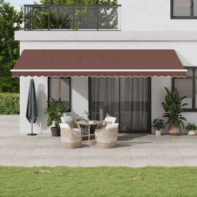 vidaXL Manual Retractable Awning with LED Brown 600x300 cm