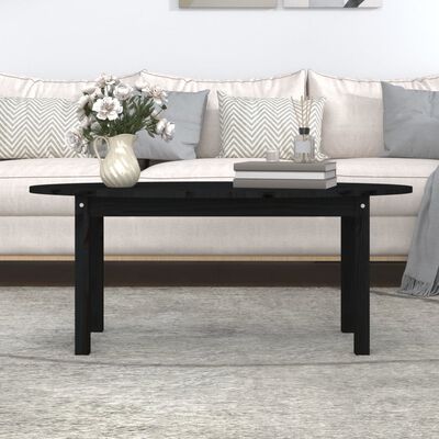 vidaXL Coffee Table Black 110x55x45 cm Solid Wood Pine