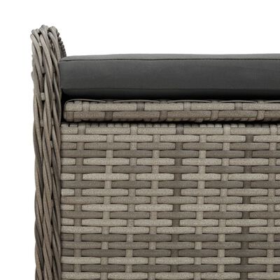 vidaXL Storage Bench with Cushion Grey 80x51x52 cm Poly Rattan