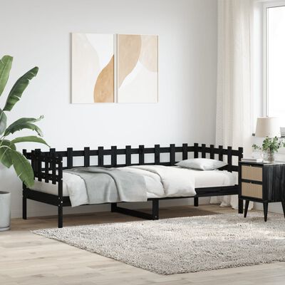 vidaXL Day Bed without Mattress Black 80x200 cm Solid Wood Pine