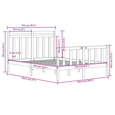 vidaXL Bed Frame without Mattress White 120x190 cm Small Double Solid Wood