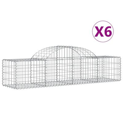 vidaXL Arched Gabion Baskets 6 pcs 200x50x40/60 cm Galvanised Iron