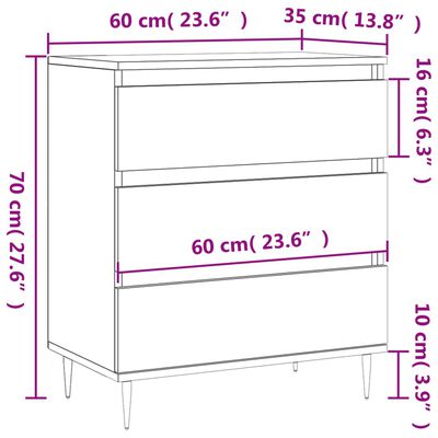 vidaXL Sideboard White 60x35x70 cm Engineered Wood