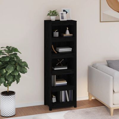 vidaXL Book Cabinet Black 50x35x154 cm Solid Wood Pine