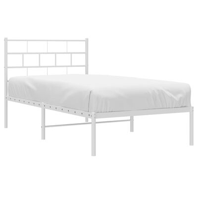 vidaXL Metal Bed Frame without Mattress with Headboard White 90x200 cm