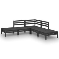 vidaXL 5 Piece Garden Lounge Set Solid Pinewood Black