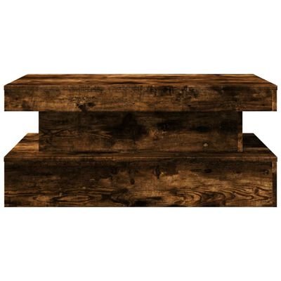 vidaXL Coffee Table with LED Lights Smoked Oak 90x50x40 cm