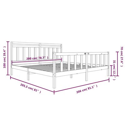 vidaXL Bed Frame without Mattress Honey Brown Solid Wood 200x200 cm (810105+814117)