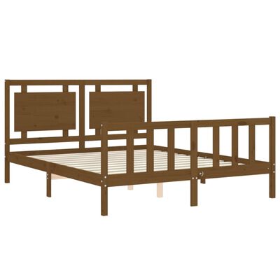 vidaXL Bed Frame without Mattress Honey Brown King Size Solid Wood Pine