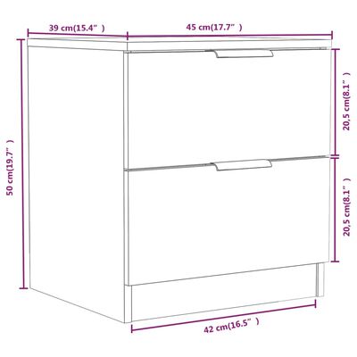 vidaXL Bedside Cabinet Smoked Oak Engineered Wood