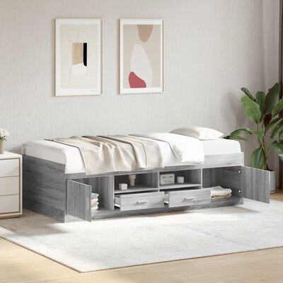 vidaXL Daybed with Drawers without Mattress Grey Sonoma 75x190 cm Small Single