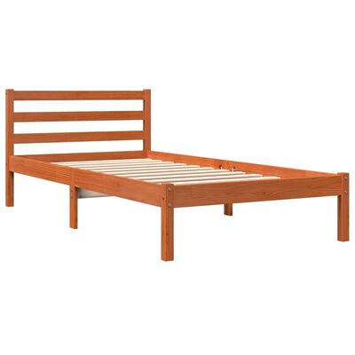 vidaXL Bed Frame without Mattress Wax Brown 75x190 cm Small Single Solid Wood Pine