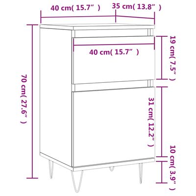 vidaXL Sideboards 2 pcs White 40x35x70 cm Engineered Wood