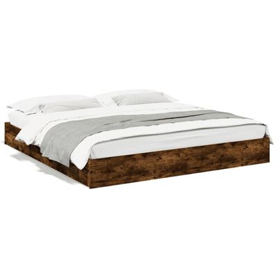 vidaXL Bed Frame with Drawers without Mattress Smoked Oak 180x200 cm Super King