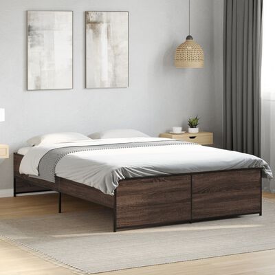 vidaXL Bed Frame without Mattress Brown Oak 135x190 cm Double