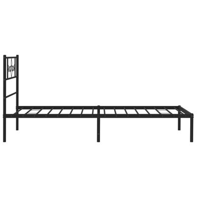 vidaXL Metal Bed Frame without Mattress with Headboard Black 100x200 cm