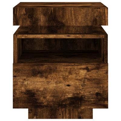 vidaXL Bedside Cabinet with LED Lights Smoked Oak 40x39x48.5 cm