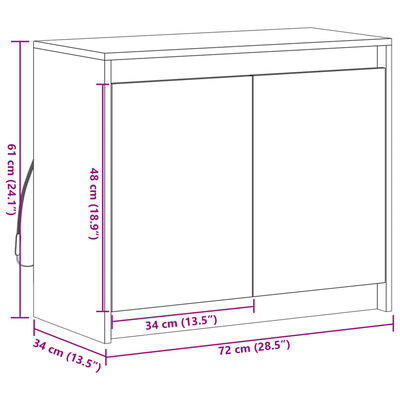 vidaXL Sideboard with LED Smoked Oak 72x34x61 cm Engineered Wood