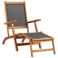 vidaXL Outdoor Deck Chair Solid Acacia Wood and Textilene