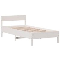 vidaXL Bed Frame without Mattress White 75x190 cm Small Single Solid Wood Pine