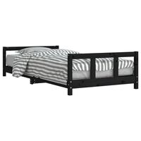 vidaXL Kids Bed Frame Black 90x200 cm Solid Wood Pine