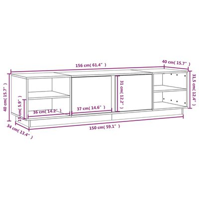 vidaXL TV Cabinet Grey 156x40x40 cm Solid Wood Pine